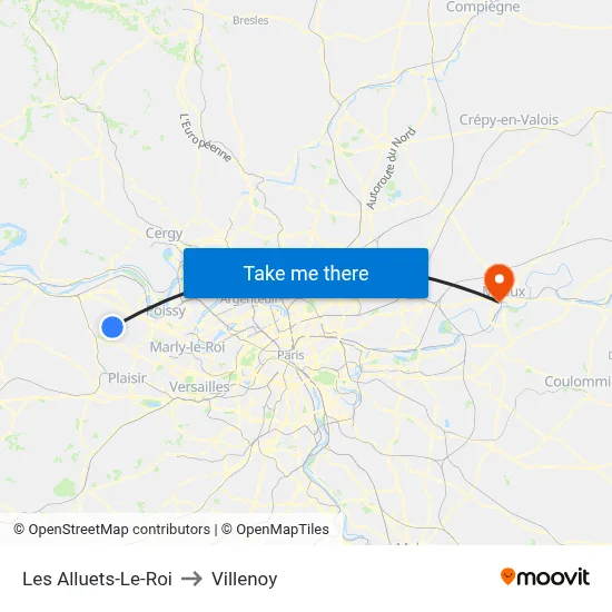 Les Alluets-Le-Roi to Villenoy map