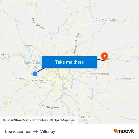 Louveciennes to Villenoy map