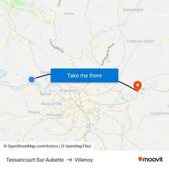 Tessancourt-Sur-Aubette to Villenoy map