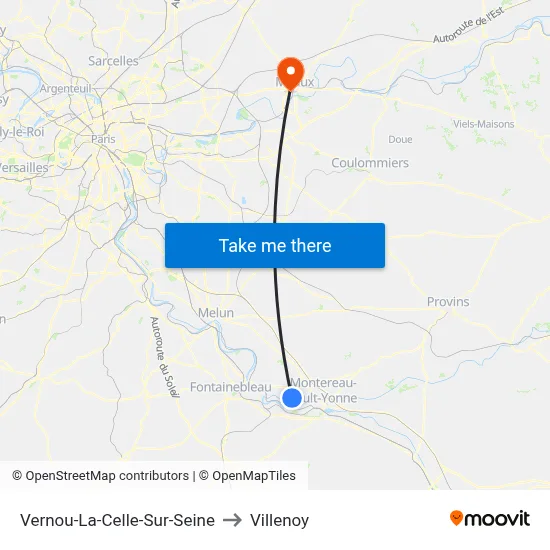 Vernou-La-Celle-Sur-Seine to Villenoy map