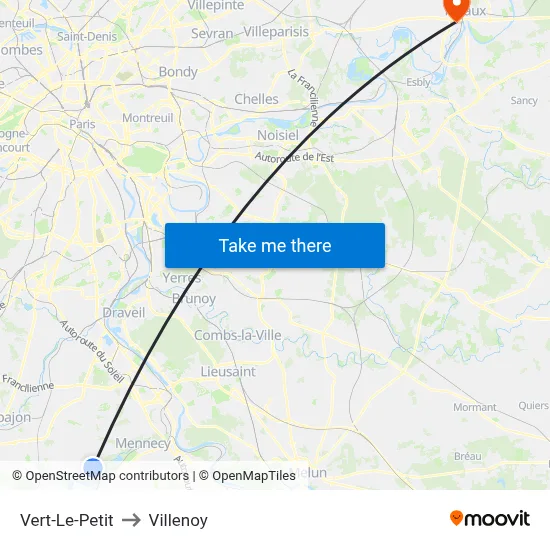 Vert-Le-Petit to Villenoy map