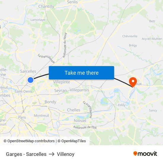 Garges - Sarcelles to Villenoy map