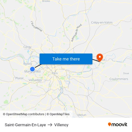 Saint-Germain-En-Laye to Villenoy map