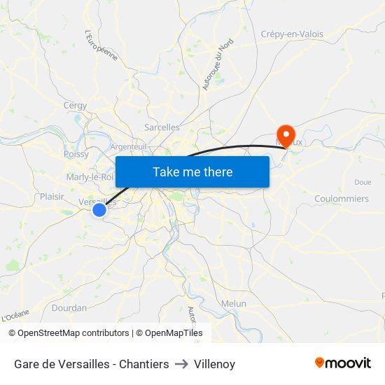 Gare de Versailles - Chantiers to Villenoy map