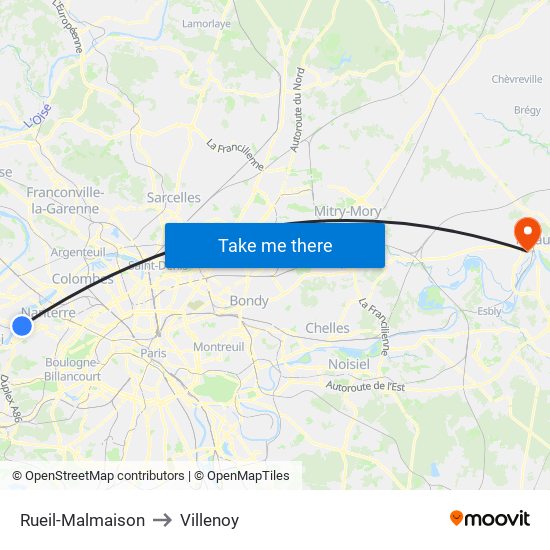 Rueil-Malmaison to Villenoy map