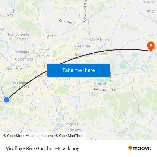 Viroflay - Rive Gauche to Villenoy map