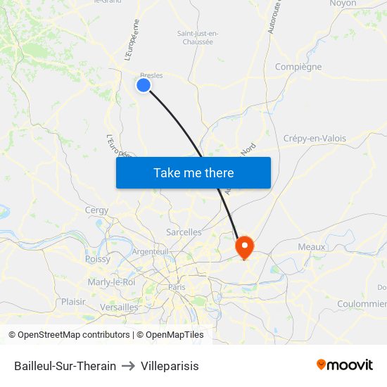 Bailleul-Sur-Therain to Villeparisis map