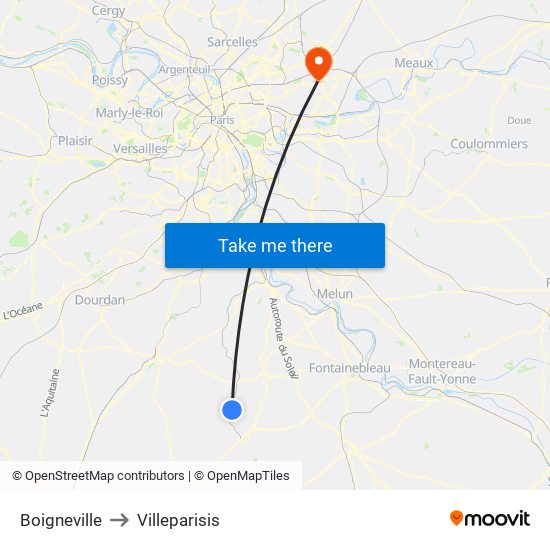 Boigneville to Villeparisis map