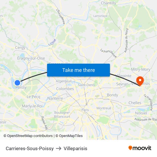 Carrieres-Sous-Poissy to Villeparisis map