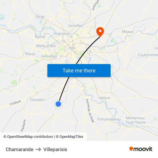 Chamarande to Villeparisis map