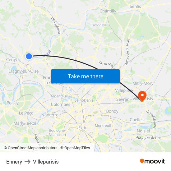 Ennery to Villeparisis map