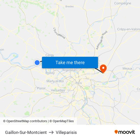 Gaillon-Sur-Montcient to Villeparisis map
