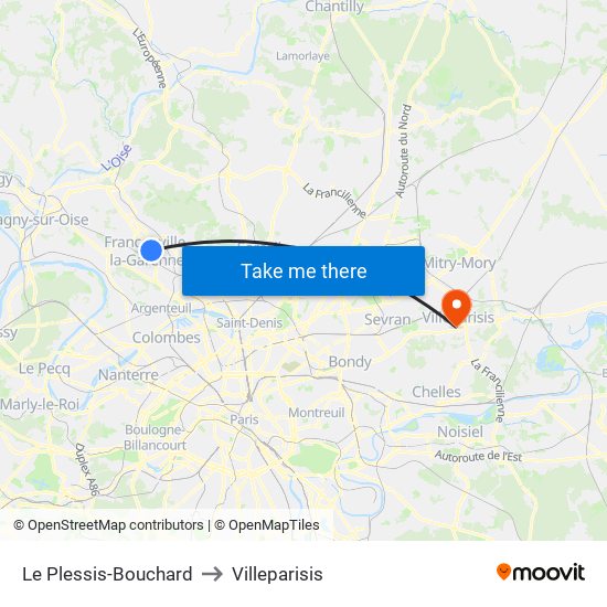 Le Plessis-Bouchard to Villeparisis map