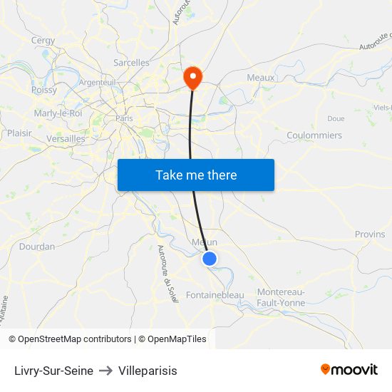 Livry-Sur-Seine to Villeparisis map