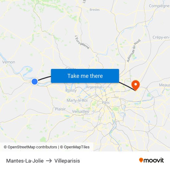 Mantes-La-Jolie to Villeparisis map