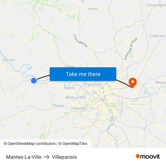 Mantes-La-Ville to Villeparisis map