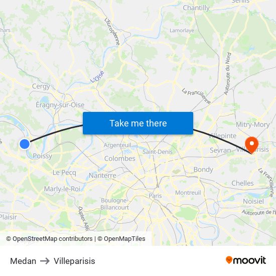 Medan to Villeparisis map