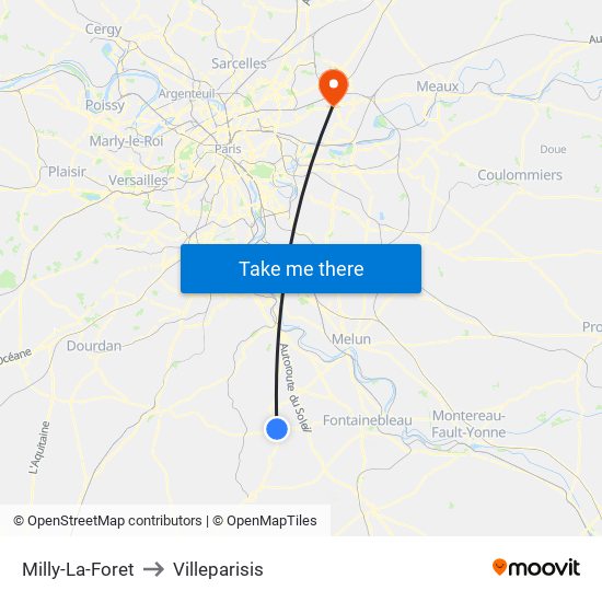 Milly-La-Foret to Villeparisis map