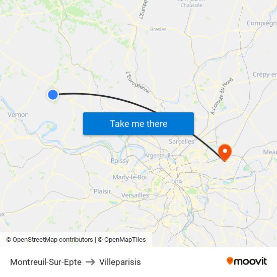 Montreuil-Sur-Epte to Villeparisis map