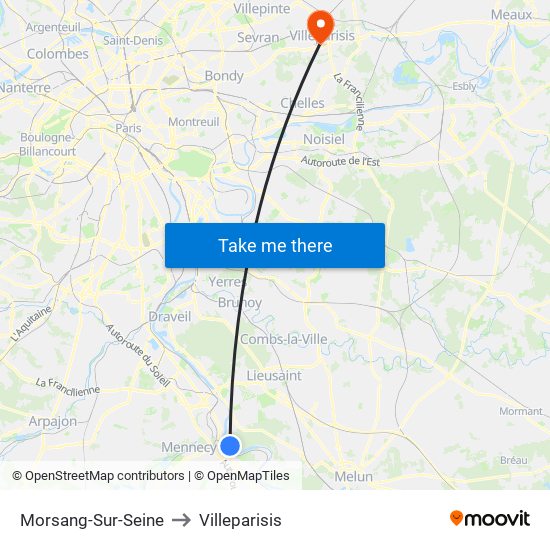 Morsang-Sur-Seine to Villeparisis map