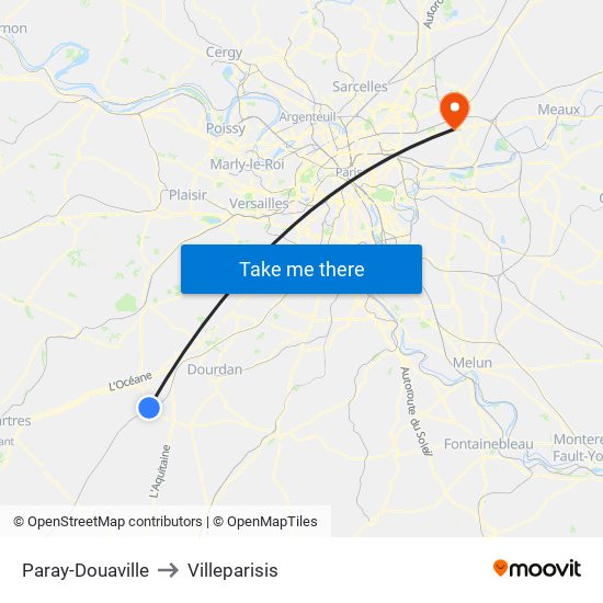 Paray-Douaville to Villeparisis map
