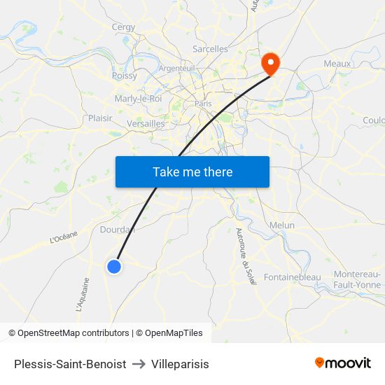 Plessis-Saint-Benoist to Villeparisis map