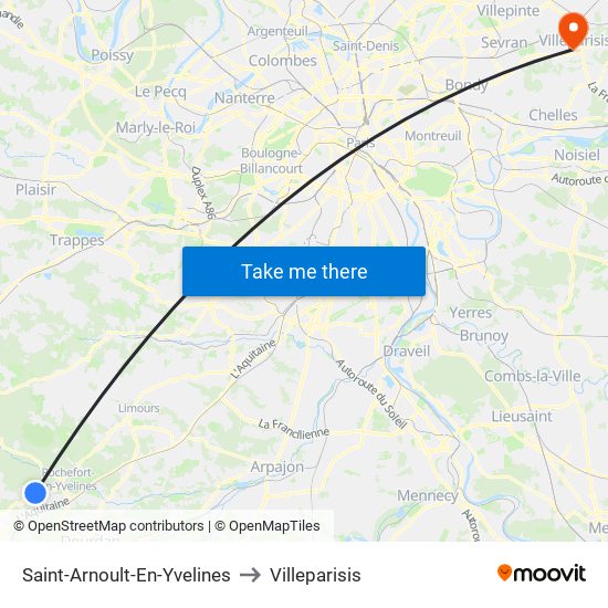 Saint-Arnoult-En-Yvelines to Villeparisis map