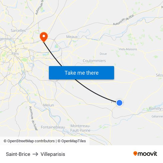 Saint-Brice to Villeparisis map