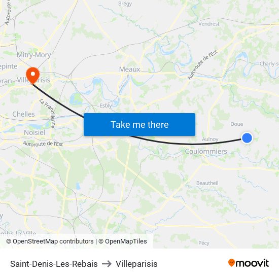 Saint-Denis-Les-Rebais to Villeparisis map