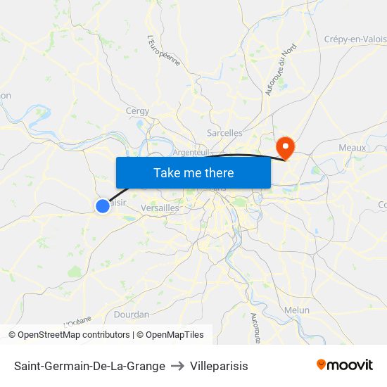 Saint-Germain-De-La-Grange to Villeparisis map
