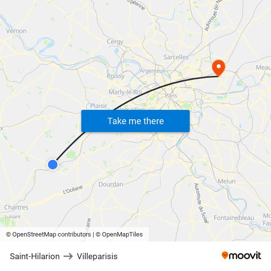 Saint-Hilarion to Villeparisis map