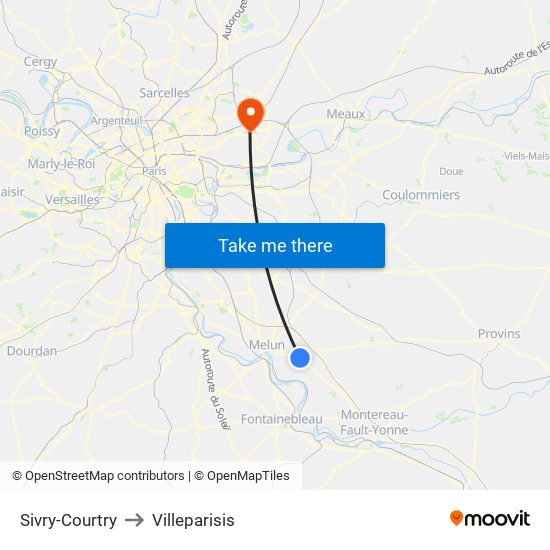 Sivry-Courtry to Villeparisis map