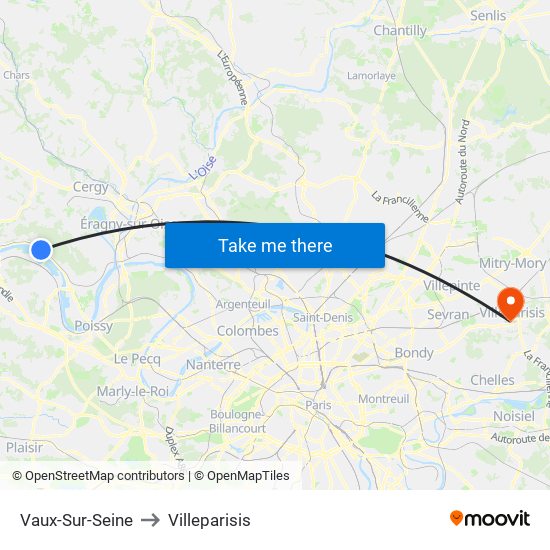 Vaux-Sur-Seine to Villeparisis map