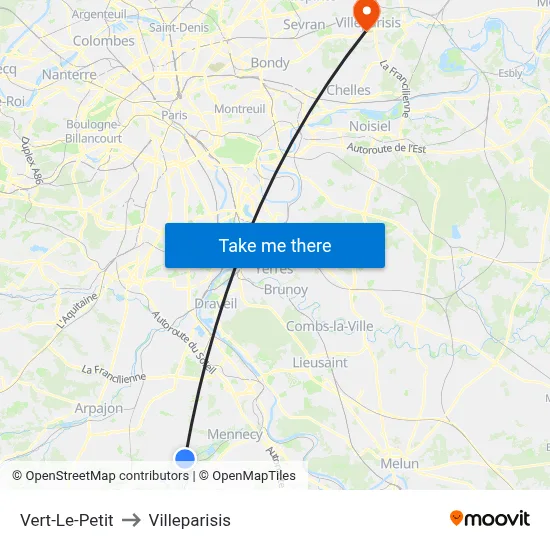 Vert-Le-Petit to Villeparisis map