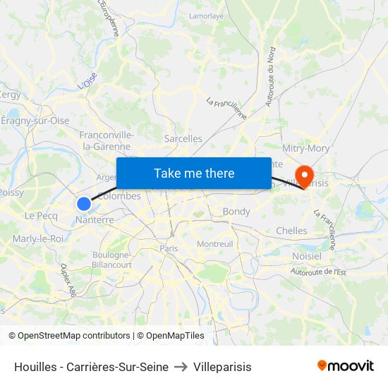Houilles - Carrières-Sur-Seine to Villeparisis map