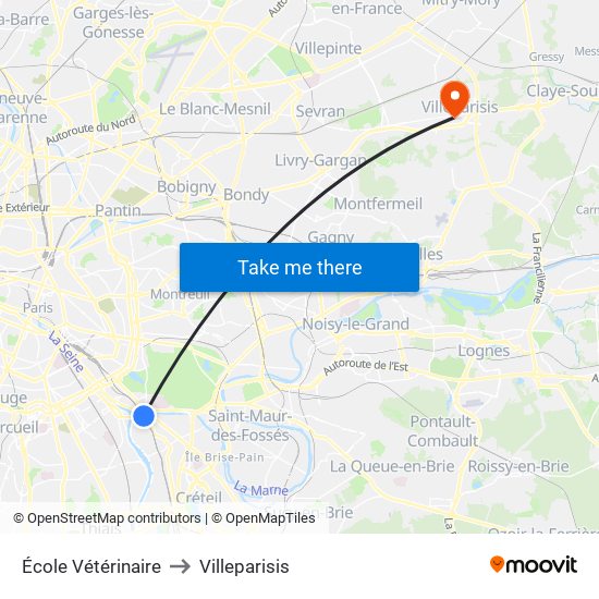 École Vétérinaire to Villeparisis map