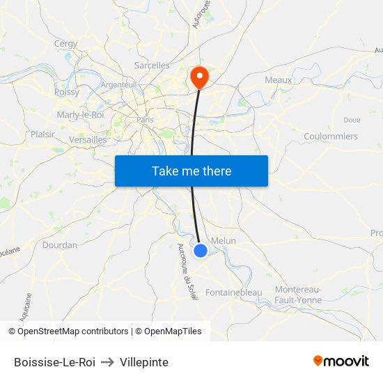 Boissise-Le-Roi to Villepinte map
