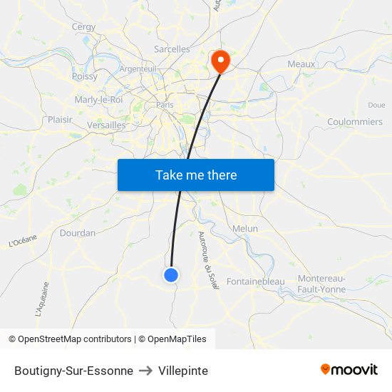 Boutigny-Sur-Essonne to Villepinte map