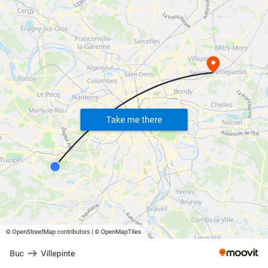 Buc to Villepinte map