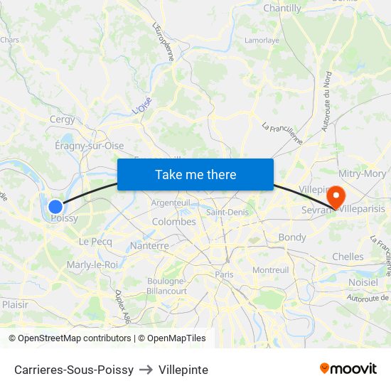Carrieres-Sous-Poissy to Villepinte map