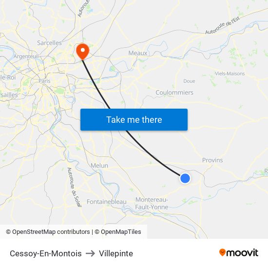 Cessoy-En-Montois to Villepinte map
