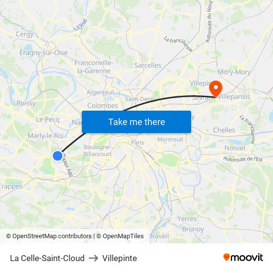 La Celle-Saint-Cloud to Villepinte map