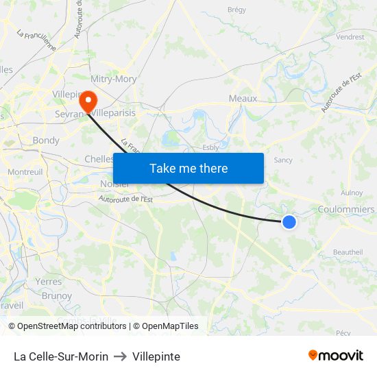 La Celle-Sur-Morin to Villepinte map