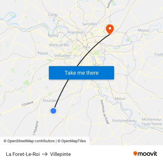 La Foret-Le-Roi to Villepinte map