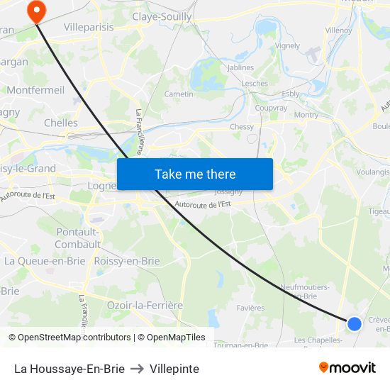 La Houssaye-En-Brie to Villepinte map