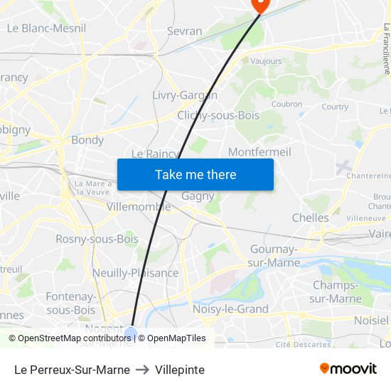 Le Perreux-Sur-Marne to Villepinte map