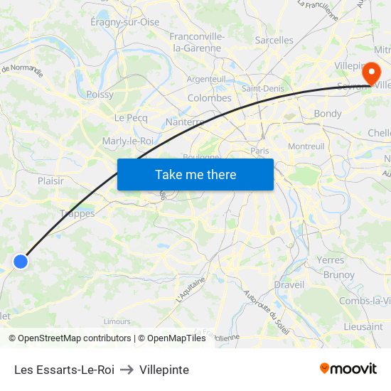 Les Essarts-Le-Roi to Villepinte map