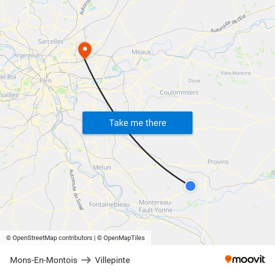 Mons-En-Montois to Villepinte map