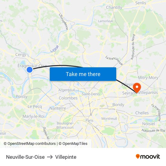 Neuville-Sur-Oise to Villepinte map
