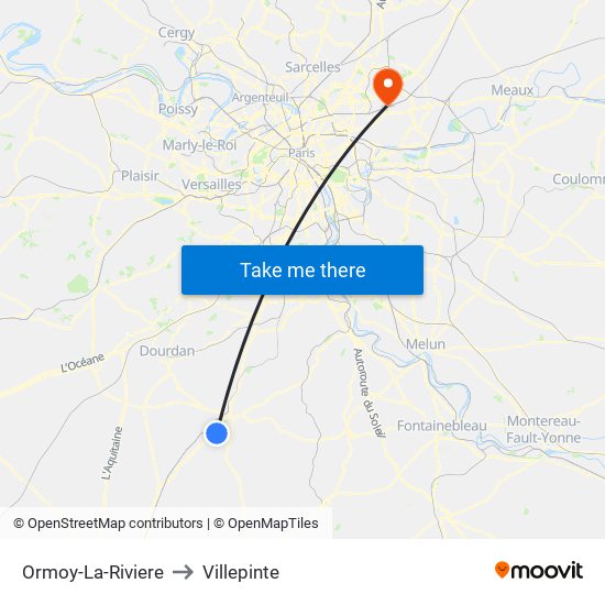 Ormoy-La-Riviere to Villepinte map
